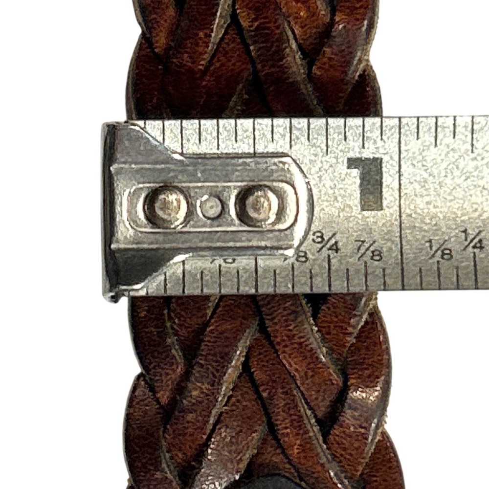 Woven Leather Covered Buckle Braided Belt Brown Size 36 (Fits up to 42") - Picture 7 of 9